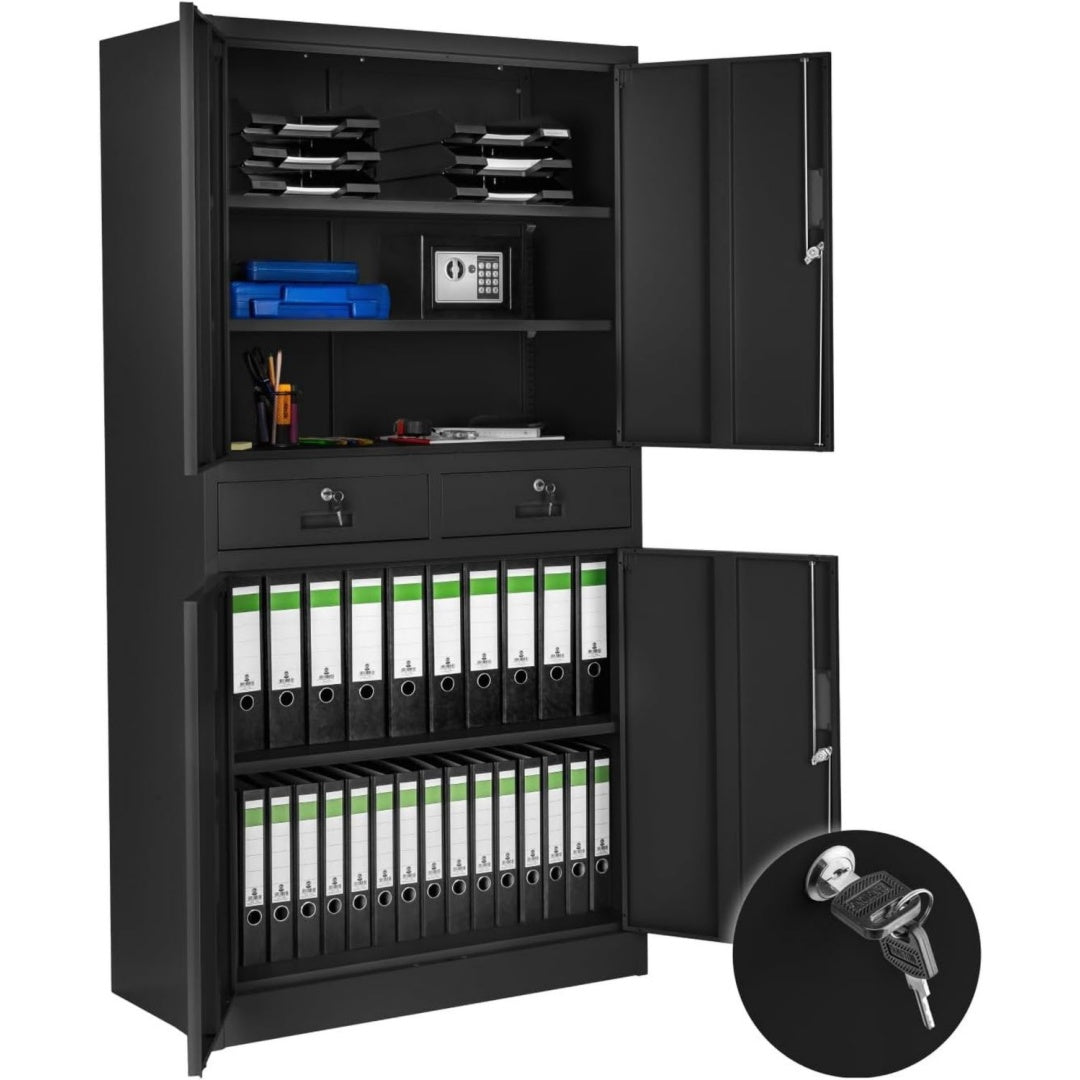 Armadio Armadio Portadocumenti 180x80x40cm, 55 Scomparti e 2 Cassetti, Arm