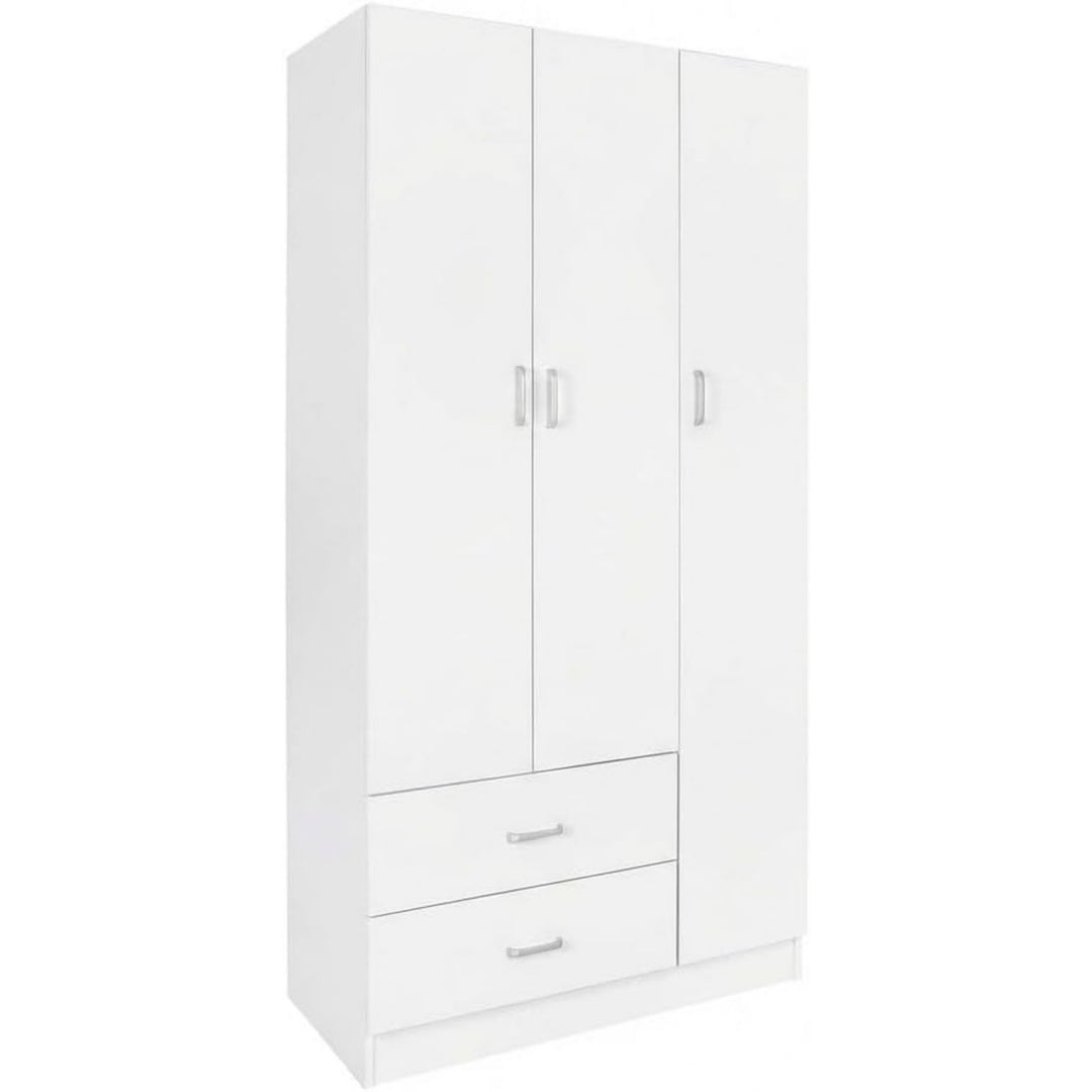 Armadio HEMAX Armadio Guardaroba con 3 Ante e 2 Cassetti, Mobile bianco