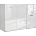 Armadio Credenza Soggiorno con 3 Armadietti, 106x35x76 cm, Bianco